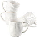 Ceramic Coffee Mugs 15 oz, Large Waffle Embossed Mug Set, Coffee Cups for Latte, Cappuccino, Cocoa, Tea, Mocha, Milk, Housewarming Wedding Present,Microwave & Dishwasher Safe - Set of 4 (White)-Ruum Studio Home