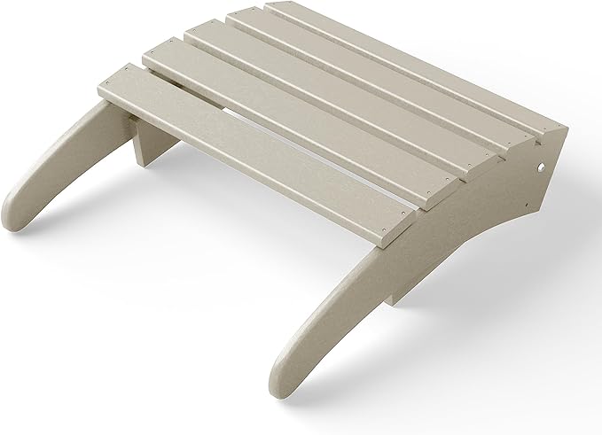 WestinTrends Outdoor Ottoman, Patio Adirondack Ottoman Foot Rest, All Weather Poly Lumber Folding Foot Stool for Adirondack Chair, Widely Used for Outside Porch Pool Lawn Backyard, Sand-Ruum Studio Home