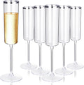 Ciaell 24 Pack Silver Plastic Champagne Flutes - 6 Oz Disposable Champagne Glasses - Square Silver Rim Plastic Toasting Glasses for Party Birthday Anniversary Wedding-Ruum Studio Home