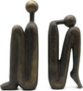 Lukitas Thinker Decorative Bookends, Non-Slip Book Holder, Book Ends for Shelves Living Room Office Home Decor, Resin, 1Pair/2Piece 9''-Ruum Studio Home