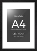 Homeforia A4 Picture Frame Black Wood, High-End Oak 8.3 x 11.7 Black Poster Frames Matted to 5.8 by 8.3 Photo, 8.3x11.7 Size Wooden Frame with Mat for 5.8x8.3 Print, Tempered Glass, Wall Kit, Set of 1-Ruum Studio Home