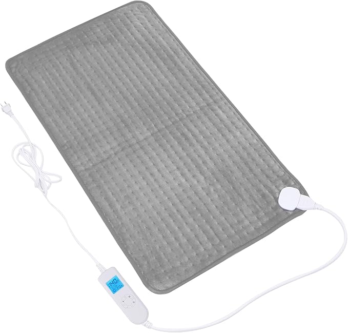 Ruqiji 17''x33'' XXXL King Size Heating Pad with Fast-Heating Technology&10 Temperature Settings, Flannel Electric Heating Pad/Pain Relief for Back/Neck/Shoulders/Menstrual Pain/Leg Cramp (Light Grey)-Ruum Studio Home