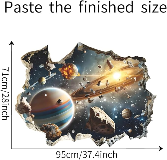 Quanhaigou 3D Galaxy Outer Space Wall Decals Stickers Wall Murals Wallpaper Decor for Home Floor Living Room (Universe Planet)-Ruum Studio Home