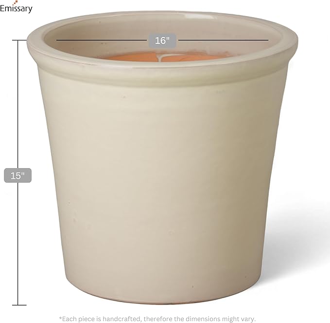 Emissary Round Stoneware Planter (Parent SKU 12012) (Cream, 16" D x 15" H)-Ruum Studio Home