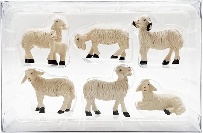 Miniature Garden Figurines Set of 6 Sheep Statues - Outdoor Decor Art for Fall Winter - Patio, Lawn, Yard Decoration - Housewarming Gift (Sheep)-Ruum Studio Home