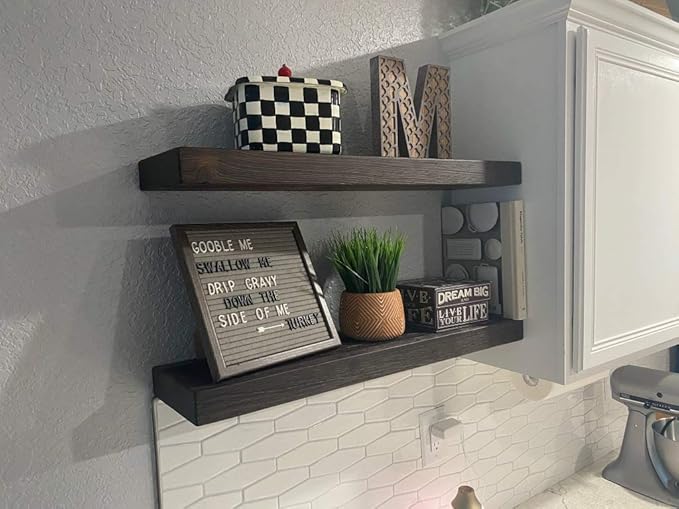 joelsantiques 30 Inch Wooden Floating Shelves for Wall - 30x6x2 in - Made of Natural Wood - Long Heavy Duty Rustic Wall Shelves for Bedroom - Perfect for Living Room, Kitchen - Mocha-Ruum Studio Home