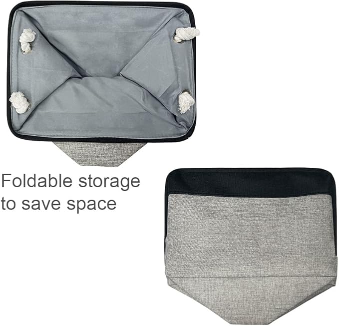 TheWarmHome Storage Basket for Organizing - 16x12x12 inch Cube Storage bin 3 Pack Fabric Storage Cubes, Collapsible Storage Box for Organizer Cloth Gift Toy Closet (Black & Grey)-Ruum Studio Home
