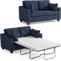 Pull Out Sofa Bed, Full Size Sleeper Sofa, 2-in-1 Convertible Corduroy Couch with USB Charging, Memory Form Couch for Living Room, Apartment and Small Space (Navy Blue, Corduroy - Full Size)-Ruum Studio Home