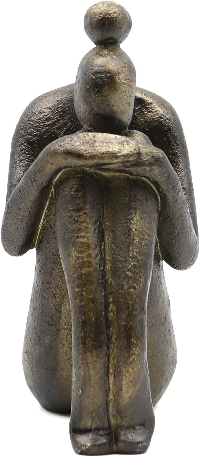 Lukitas Unique Decorative Girl Thinker Bookends, Non-Slip Book Holder, Home Office Bookshelf Decor, Creative Desktop Ornaments for Study Room Hotel Shelves, Resin, 1Pair/2Piece 6.5''-Ruum Studio Home