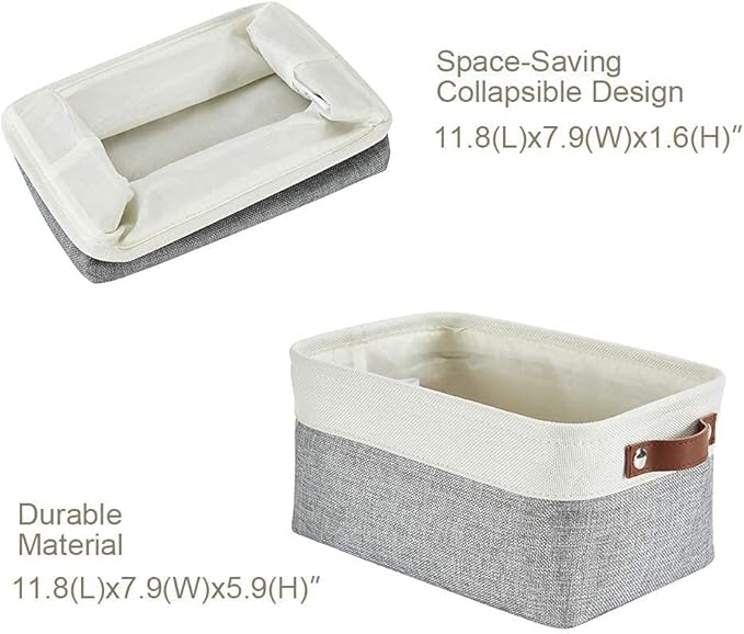 DECOMOMO Small Storage Basket, Closet Storage Bins, Baskets for Organizing Shelves (Grey & White, Small - 6 Pack)-Ruum Studio Home