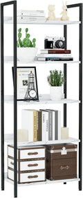 NUMENN Bookshelf, 5 Tier Bookshelves, Home Office Bookcase Shelf Storage Organizer, Free Standing Storage Shelving Unit for Bedroom, Living Room and Home Office, White Marble-Ruum Studio Home