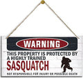 Warning Sign, Sasquatch Warning Wood Plaque Sign, Funny Door Signs, Decorative Wood Hanging Suspension Plaque, Farmhouse Wooden Wall Decor, Outdoor Hanging Wooden Signs-Ruum Studio Home