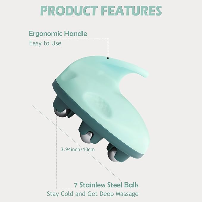 Lymphatic Massage Roller for Cellulite Remover Body Sculpting - Handheld Cellulite Massage Tool for Body Bloat Blood Circulation Lymphatic Drainage Green-Ruum Studio Home