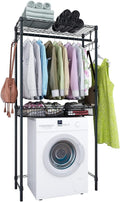 Xiofio Washer and Dryer Storage Shelf,Clothes Drying Rack,2 Tier Adjustable Height Storage Wire Basket with 2 Side Hook Laundry Shelves Used for Bathroom, Bedroom,Balcony,Black-Ruum Studio Home