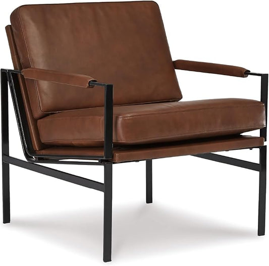 Signature Design by Ashley Puckman Mid-Century Modern Leather Accent Chair, Brown-Ruum Studio Home