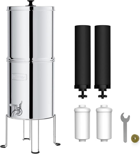 Waterdrop Gravity-fed Water Filter System, NSF/ANSI 42&372 Standard, Reduces Fluoride and up to 99% of Chlorine, with 4 Filters and Metal Spigot, King Tank Series, WD-TK-A-FS, 2.25G-Ruum Studio Home