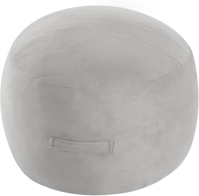 MeMoreCool Round Stuffed Pouf Ottoman Foot Rest, Floor Pouf Foot Stool with Soft Foam Chunk Filling, Small Round Ottoman Footstool Circle Footrest for Living Room, Light Grey-Ruum Studio Home