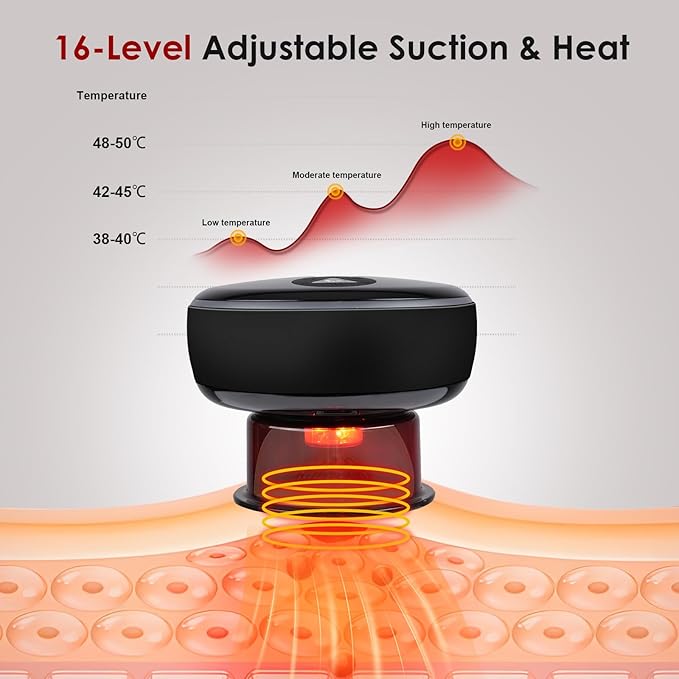 Remote Control Electric Cupping Massager, Smart Cupping Kit for Massage Therapy with 16 Level Temperature & Suction, Portable Cupping Therapy Set for Targeted Pain Relief, Black-Ruum Studio Home