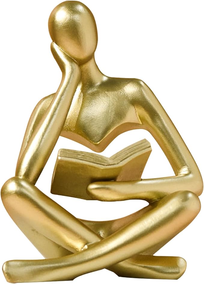 Bookshelf Decor Thinker Statue - Abstract Style Thinker Sculptures Modern Aesthetic Figurine Decoration Statues for Home Decor-Zuo Si-Gold-Ruum Studio Home