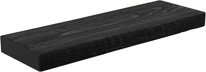 joelsantiques - 24 Inch Wooden Floating Shelves for Wall - 24x8x2 in - Made of Natural Wood - Short Heavy Duty Rustic Wall Shelves for Bedroom - Perfect for Living Room, Kitchen - Black-Ruum Studio Home