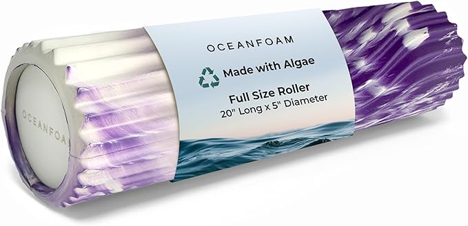 Oceanfoam Tidal Roller - Purple Marbled - Muscle Massage Foam Roller for Back Pain & Stretching - Firm and Ergonomic Wide Wave Textured - Yoga, Athletics, & Wellness - Full Size, 20" x 5"-Ruum Studio Home