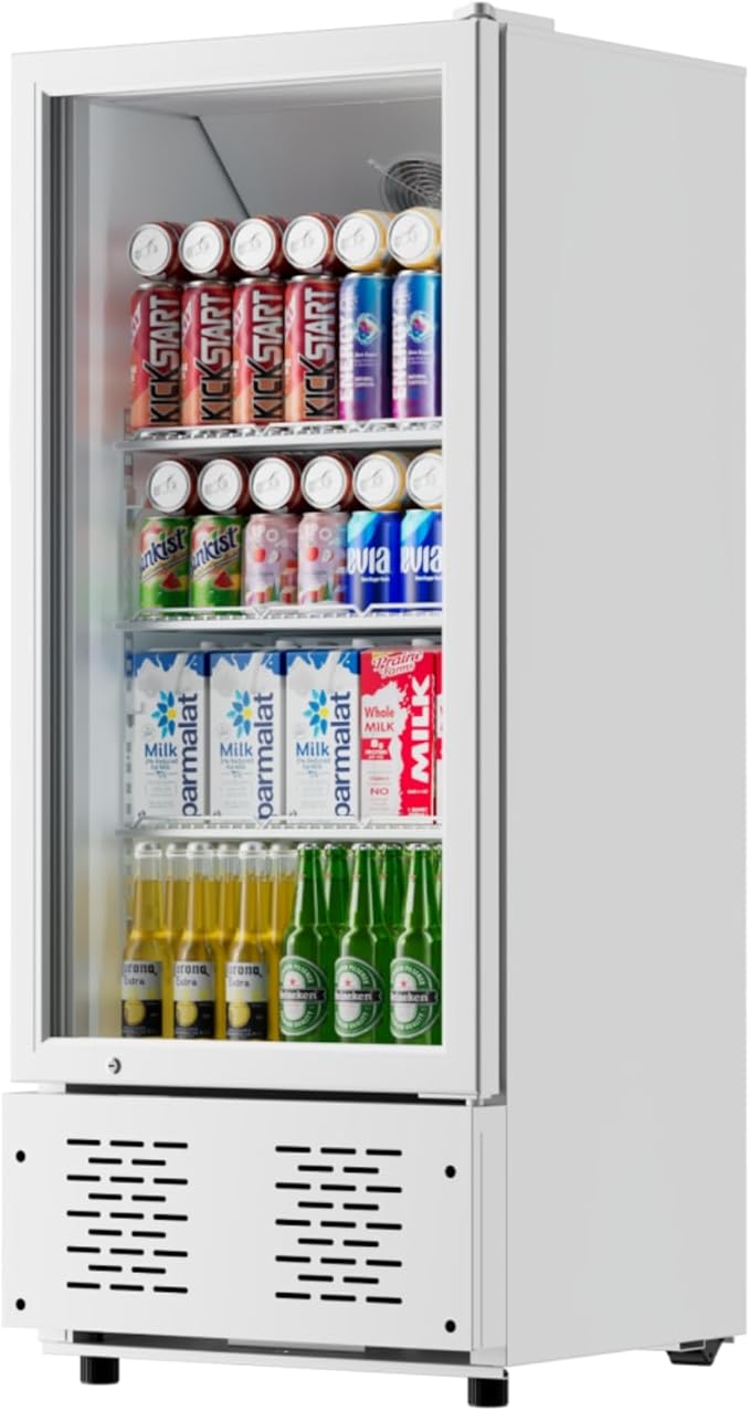 6.5 CUFT Commercial Beverage Refrigerator Glass Door Display Cooler Drink Beer Milk Fridge for Bar Restaurant Office-Ruum Studio Home