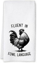 Chicken Dish Towel, Waffle Weave Microfiber Kitchen Cloth, Rustic Rooster Decor Accent, Farmhouse Style Gift for Chicken Lovers, Funny Country Hand Towel for Kitchen Bathroom - A05-Ruum Studio Home