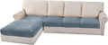 H.VERSAILTEX Velvet Stretch Sectional Couch Covers - 4 Piece Sofa Seat Cushion Set - L Shape Separate Cushion - Both Left/Right Couch Chaise Cover - Large Sofa 3 Seater + 1 Chaise, Stone Blue-Ruum Studio Home