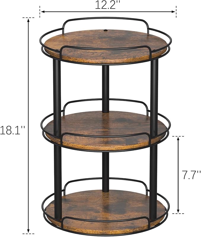 LAMU 12.2'' Wood Lazy Susan Turntable Organizer for Cabinet, 3 Tier Lazy Susan Spice Rack Organizer for Kitchen, Table Top, Countertop, Pantry, Bathroom-Ruum Studio Home