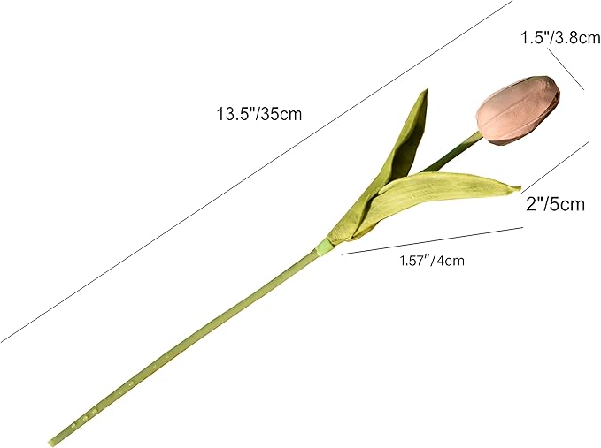 Mandy's Artificial Tulips 20 Stems Brown PU Faux Flowers for Wedding Home Decor 13.5 Inch-Ruum Studio Home