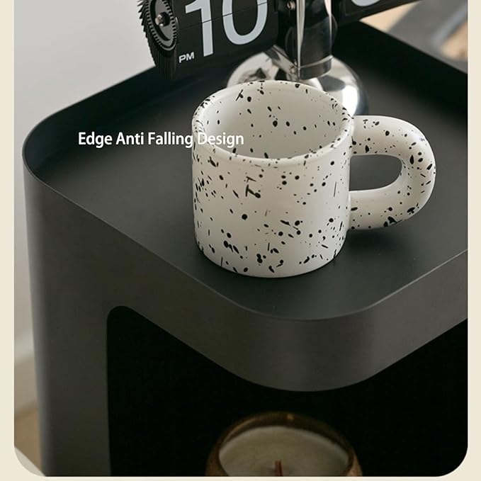 Modern Side Table,Small end Table for Small Spaces,Metal nightstand with Storage Shelf,Space-Saving Bedside Table Accent Table Drink Tables for Living Room,Bedroom.No Assembly Required-Ruum Studio Home