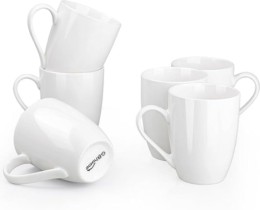 GBHOME 16oz Coffee Mugs Set of 6, Large Ceramic Coffee Mugs for Man, Woman, Dad, Mom, Modern Coffee Mugs Set with handle for Tea/Latte/Cappuccino/Milk/Cocoa. Dishwasher&Microwave Safe,White-Ruum Studio Home