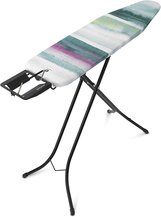 Brabantia Size A Compact Small Ironing Board (43x12 in) 7 Height Options, Adjustable Steam Iron Rest Holder (Morning Breeze) Non-Slip Feet, Anti-Collapse Child Locks-Ruum Studio Home