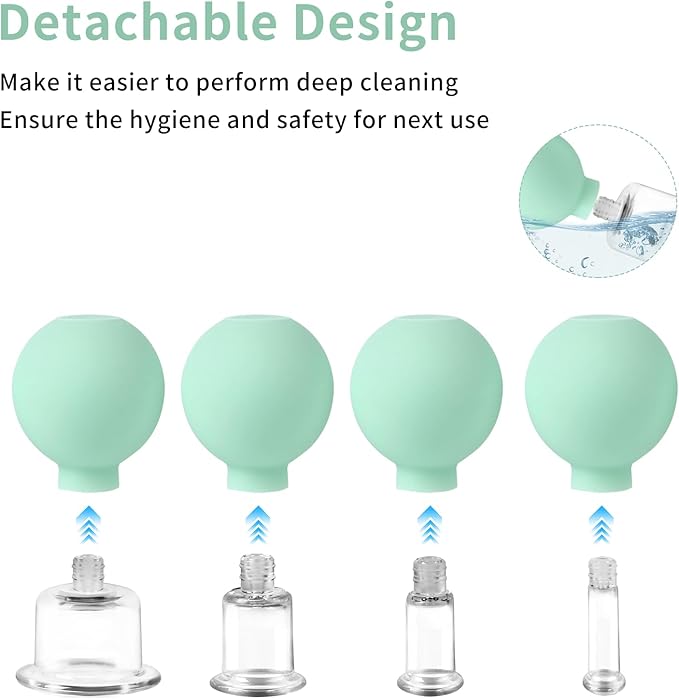 Meifuly Facial Cupping Set, 4 PCS Silicone Vacuum Suction Face Massage Cups, Skin Tightening Kit for Eyes, Face and Body (Green)-Ruum Studio Home
