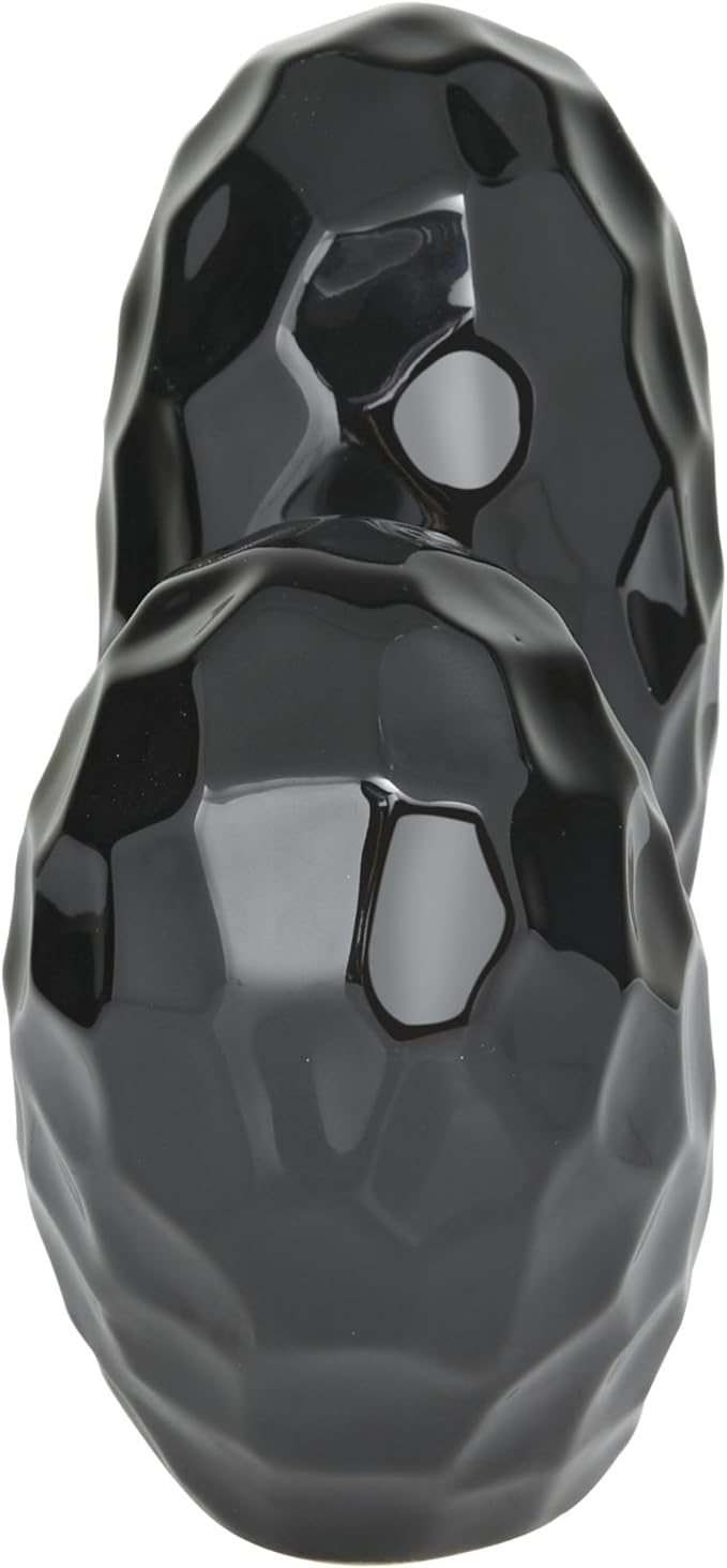 Deco 79 Porcelain Ceramic Heart Decorative Sculpture Dimensional Angled Origami Inspired Home Decor Statue, Accent Figurine 8" x 3" x 8", Black-Ruum Studio Home