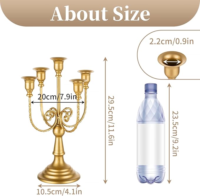 Sziqiqi Candelabra Candle Holder Gold Set of 6-5-arm Metal Candlestick Holders for Taper Candles for Centerpieces Table Wedding Christmas Fireplace Decor Birthday-Ruum Studio Home