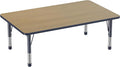 FDP Rectangle (36 x 60 inch) Classroom Table with Adjustable Chunky Toddler Legs (15-24 in); Preschool, Kinder and Daycare Furniture - Pasadena Oak Top/Navy Edge and Legs-Ruum Studio Home