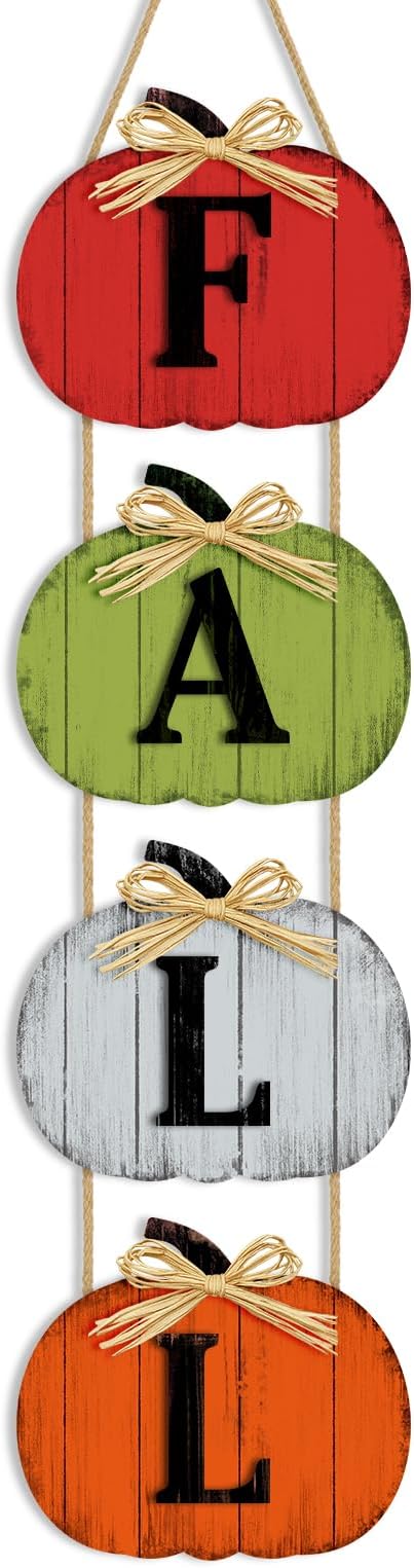 Fall Decorations for Home Fall Pumpkin Door Sign, Rustic Farmhouse Thanksgiving Wall Decorations Wooden Hanging Signs for Porch Yard Seasonal Autumn Home Decor-Ruum Studio Home