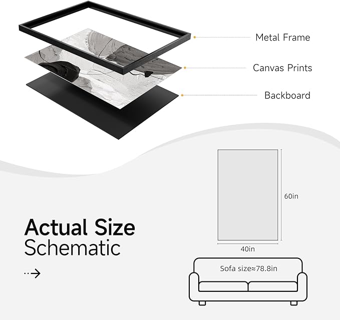 Large Framed Black and White Modern Abstract Vertical Wall Art for Living Room, Canvas Prints Paintings Artwork for Walls, Minimalist Gray Pictures for Hallway Stair Office Wall Decor 40x60 In-Ruum Studio Home