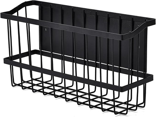 Magnetic Storage Basket, Black Magnetic Towel Basket with Strong Magnet for Kitchen Laundry Room Office School Organization and Home Dryer Ball Storage, 11.02"x3.15"x5.91"-Ruum Studio Home