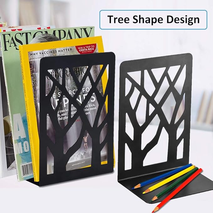 Book Ends, Bookends, Bookends for Shelves, Bookend, Book Ends for Heavy Books, Black Metal Book Shelf Holder Home Decorative, Book Stoppers for Shelves, Bookend Supports 5 Pair-Ruum Studio Home