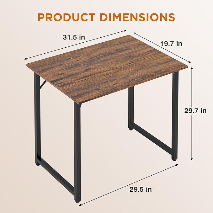 PayLessHere | 32 Inch Computer Desk | Vintage | Office Desk with Metal Frame, Adjustable Feet | Water-Resistant, Scratchproof Surface | Sturdy Writing Table for Home Office or Study | Pack of 1-Ruum Studio Home