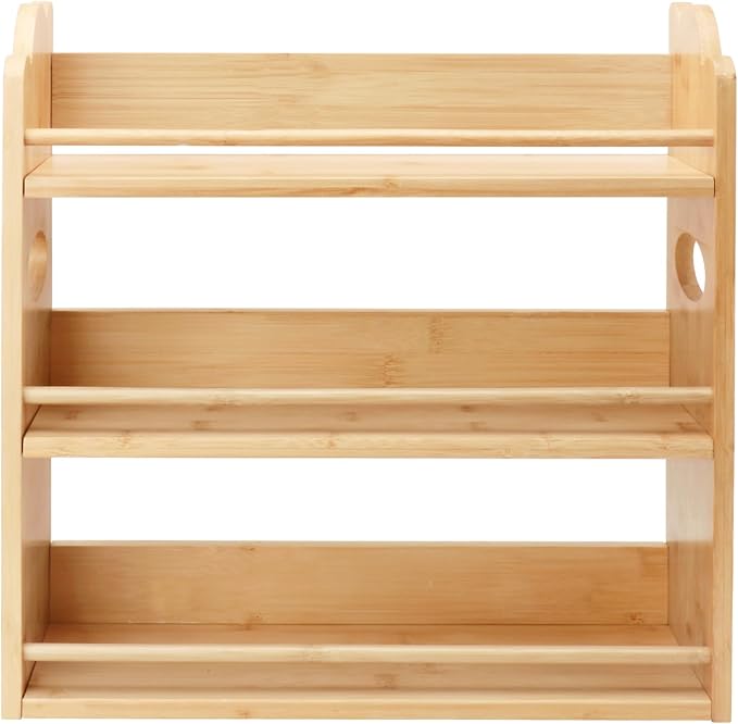 3 Tier Bamboo Spice Rack, Spice Rack Organizer, Seasoning Jars Rack Shelf Spice Organizer for Kitchen Counter or Wall Mounting, Bamboo Spice Storage Holder with handles Easy to Move-Ruum Studio Home
