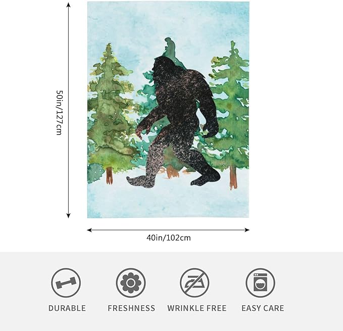 HGOD DESIGNS Sasquatch Watercolor Flannel Fleece Bed Blanket Throw Blanket Lightweight Cozy Plush Blanket for Bedroom Living Rooms Sofa Couch 40"x50"-Ruum Studio Home
