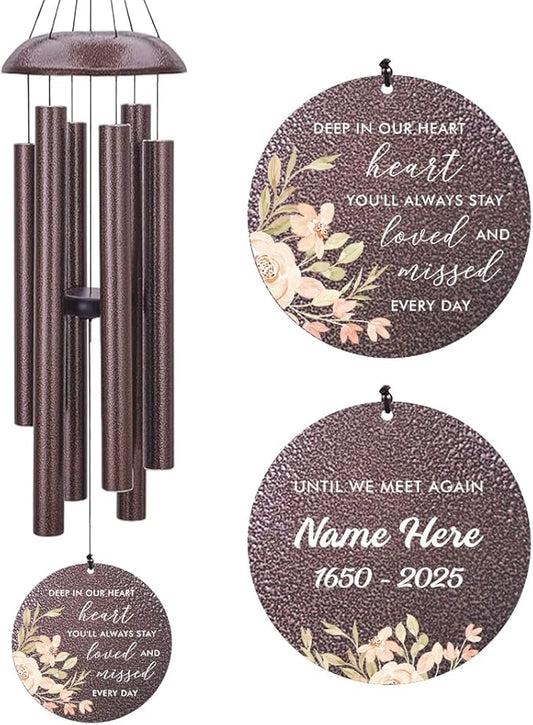 Personalized Wind Chimes, Sympathy Wind Chime, in Loving Memory for Loss of Loved Dad/Mom, Metal Large Memorial Condolences Gifts, Remembrance Wind Chimes for Loss of Loved One-Ruum Studio Home