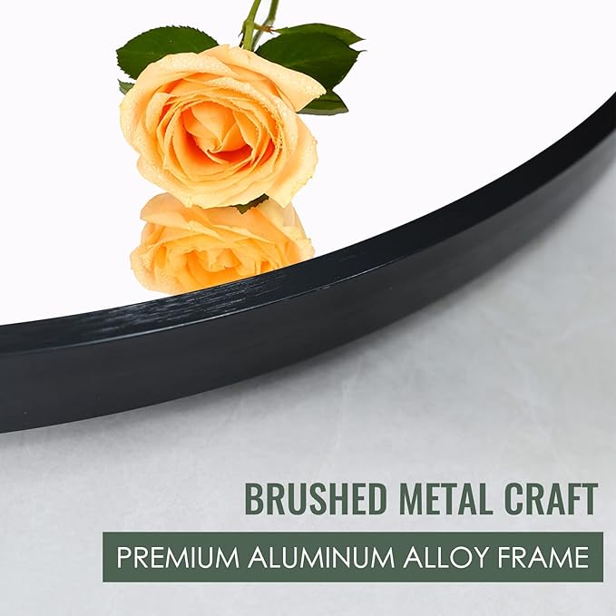 BEAUTYPEAK Circle Mirror Black 36 Inch Wall Mounted Round Mirror with Brushed Metal Frame for Bathroom, Vanity, Living Room, Bedroom, Entryway Wall Decor (Black, 36 Inches)-Ruum Studio Home