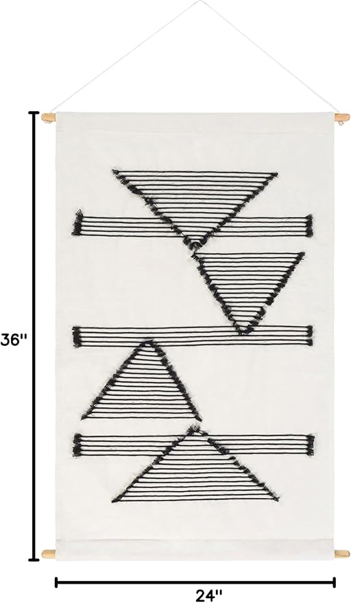 Mark&Day Wall Art, Hohenzell Modern Farmhouse Ivory Macrame Tapestry Wall Hanging for Living Room, Bedroom, Office or Kitchen (36"H x 24"W)-Ruum Studio Home