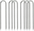 Ground-Stakes-Heavy-Duty-12 inch, U-Hook Rebar Stakes Galvanized Anti-Rust 6pcs Garden Stakes Metal Ground Anchors for Garden Dog Fence Chicken Coop Tent Trampoline Accessories Deer Fence-Ruum Studio Home