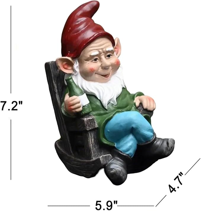 OwMell Drinking Wine Garden Gnome Statue Decoration 7.3" Figurine Ornament for Indoor Outdoor Home Patio Yard Lawn - Wine-Ruum Studio Home
