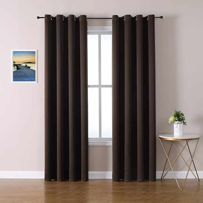 ChrisDowa Blackout Curtains 102 Inches Long 2 Panels Set for Living Room, Grommet Thermal Insulated Room Darkening Curtains for Bedroom (Brown, 52 x 102 Inch)-Ruum Studio Home